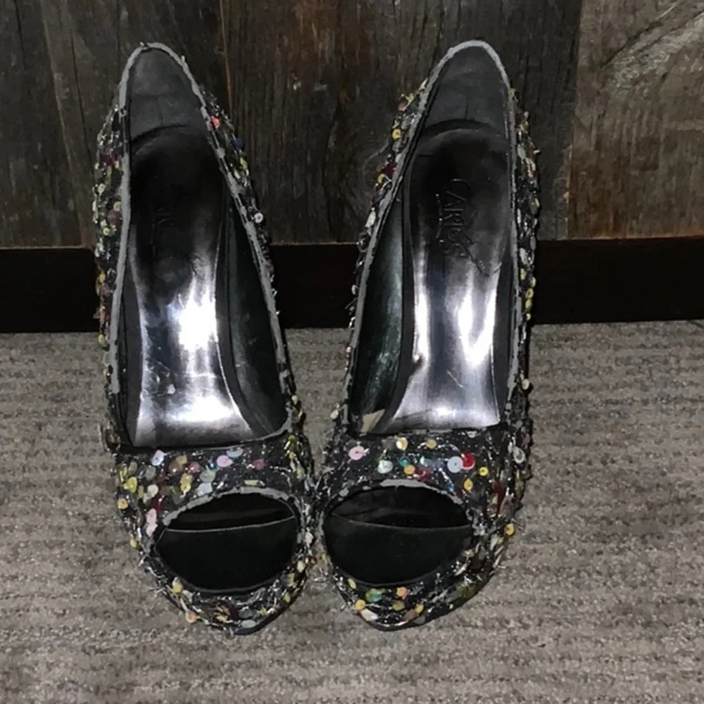 NWOT | Carlos Platform Sequin Heels | Sz 6.5
